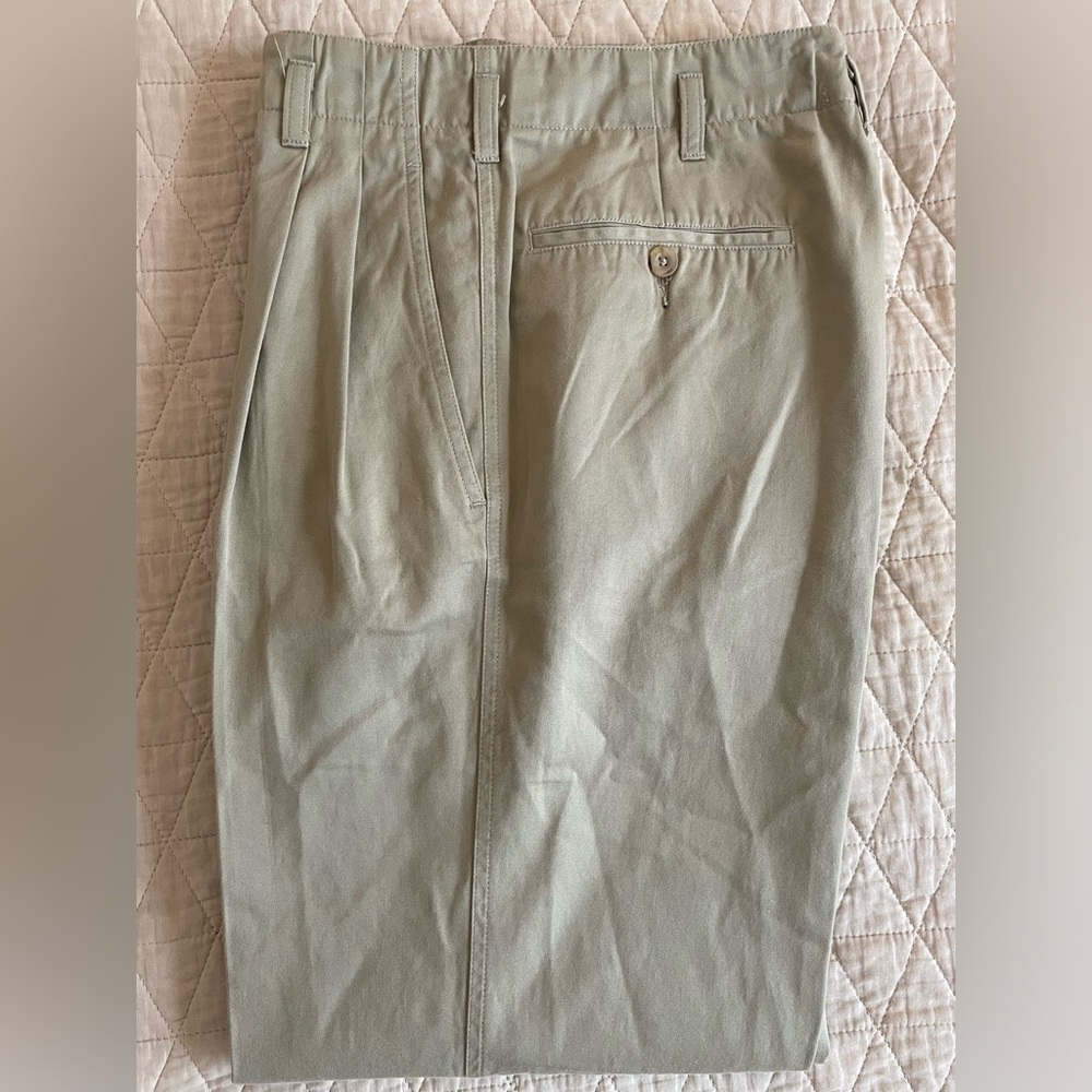 LANVIN Made in France Pleated High Waist Chino‎ Trouser in Khaki Size 38